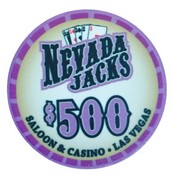 Nevada Jacks Saloon Series Ceramic 10 Gram Poker Chip $500, AGNJS-500